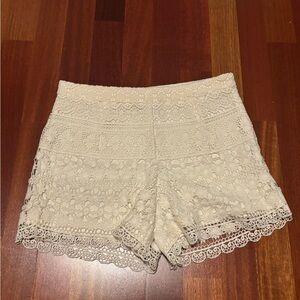 Forever 21 Cream Lace Shorts